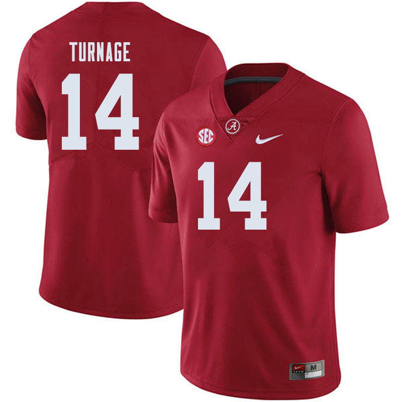 Men #14 Brandon Turnage Alabama Crimson Tide College Football Jerseys Sale-Crimson